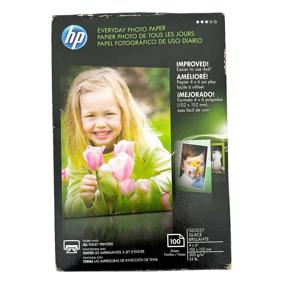 HP 100 Count Glossy Photo Paper 4"x6"